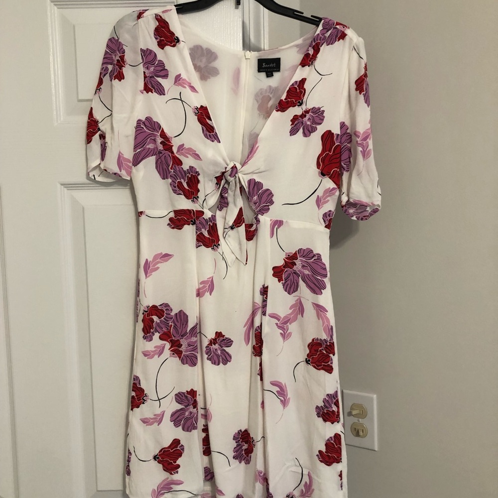 Bardot tie front mini dress